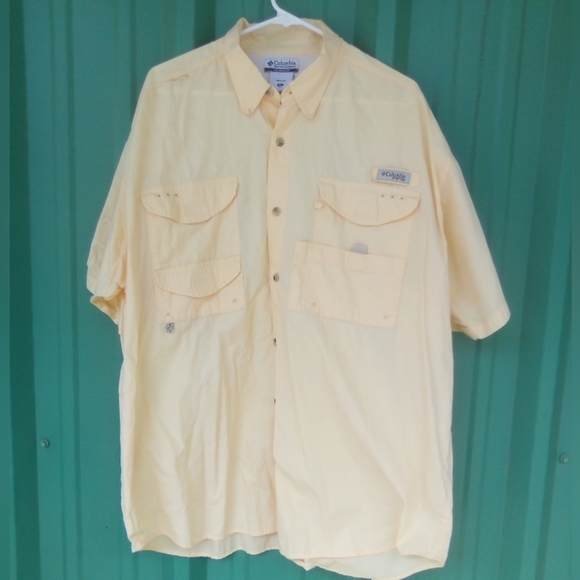 Men's Columbia Performance Fishing Gear Butter Yellow Vented Shirt Size XL PFG - Picture 1 of 8